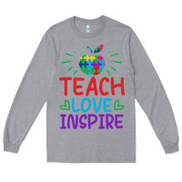 Heather Grey teach love inspire Long Sleeve Tee - CowhideDigitalArt