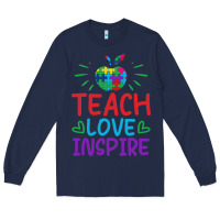 Navy teach love inspire Long Sleeve Tee - CowhideDigitalArt