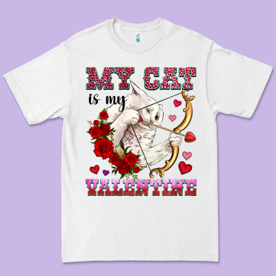 My Cat Is My Valentine Premium Tee Designed By Oliviacreatesart