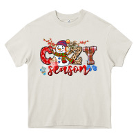 Cream cozy season snowman Heavy Core Tee - CowGirlArtShop