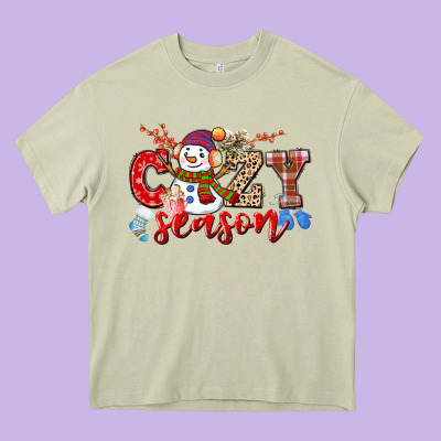 Cozy Season Snowman Heavy Core Tee Designed By Cowgirlartshop