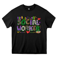 Black social worker mardi gras cowgirl Heavy Core Tee - CowGirlArtShop