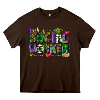 Chocolate Brown social worker mardi gras cowgirl Heavy Core Tee - CowGirlArtShop