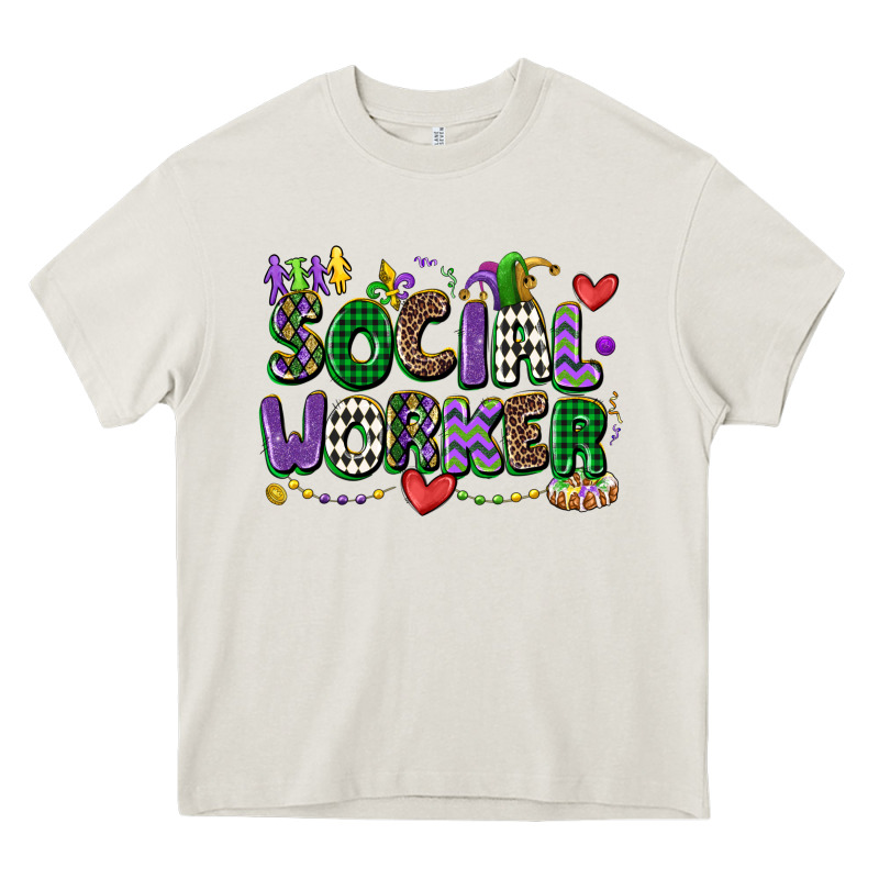 Social Worker Mardi Gras Cowgirl Heavy Core Tee by CowGirlArtShop | Teevron