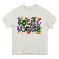Cream social worker mardi gras cowgirl Heavy Core Tee - CowGirlArtShop