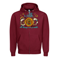 Burgundy with god all things are possible matthew 19 26 Zipper Hoodie - JahusDesignShop
