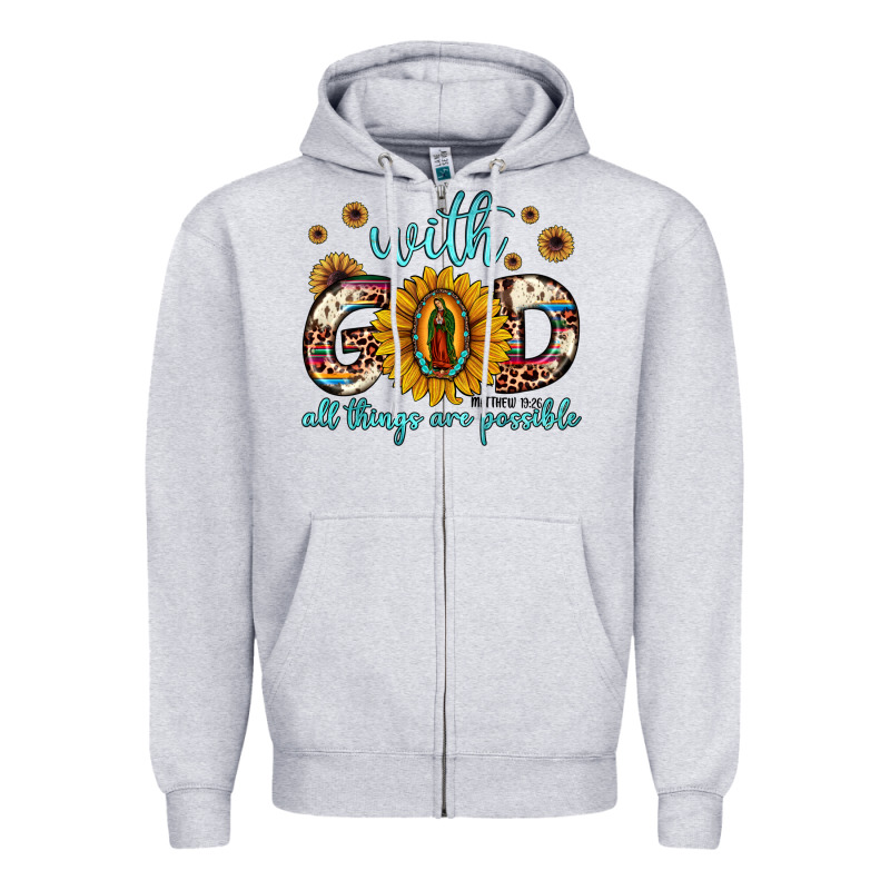 With God All Things Are Possible Matthew 19 26 Zipper Hoodie by JahusDesignShop | Teevron