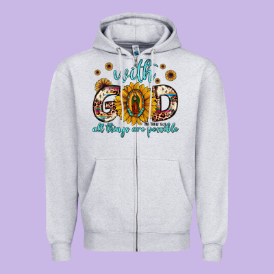 With God All Things Are Possible Matthew 19 26 Zipper Hoodie Designed By Jahusdesignshop