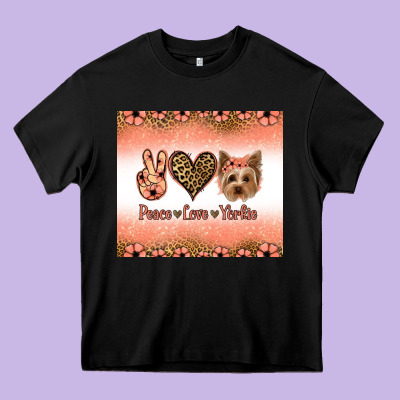 Peace Love Yorkie Heavy Core Tee Designed By Jasminsmagicworld