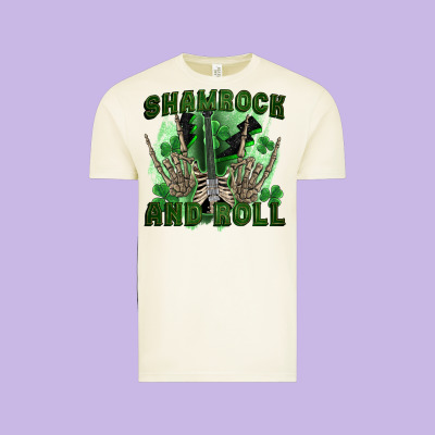 Shamrock And Roll Vintage Tee Designed By Fadigitalartstudio