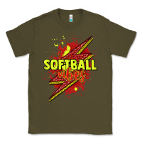 Army Green Softball vibes lightning bolt Classic Tee - HowdyJamesFarm