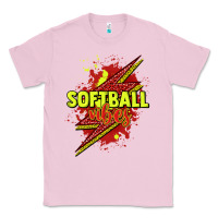 Bubblegum Pink Softball vibes lightning bolt Classic Tee - HowdyJamesFarm