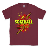 Burgundy Softball vibes lightning bolt Classic Tee - HowdyJamesFarm
