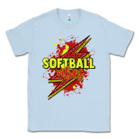 Dusty Blue Softball vibes lightning bolt Classic Tee - HowdyJamesFarm