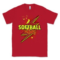 Red Softball vibes lightning bolt Classic Tee - HowdyJamesFarm