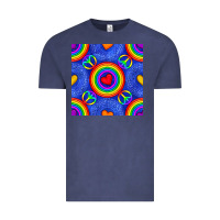 Vintage Denim Pride lgbtq hearts and peace symbol seamless patte Vintage Tee - BundleAndBundleShop