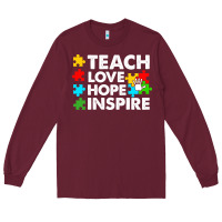 Burgundy Teach Love Hope Inspire Long Sleeve Tee - CowhideDigitalArt