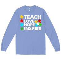 Colony Blue Teach Love Hope Inspire Long Sleeve Tee - CowhideDigitalArt
