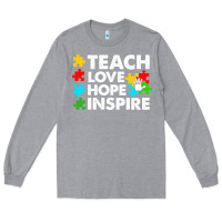 Heather Grey Teach Love Hope Inspire Long Sleeve Tee - CowhideDigitalArt