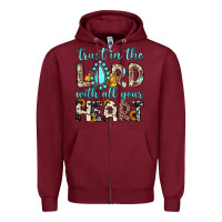 Burgundy trust in the lord with all your heart Zipper Hoodie - JahusDesignShop