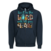 Navy trust in the lord with all your heart Zipper Hoodie - JahusDesignShop