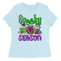 Baby Blue Spooky Season Coffee Cups Ladies Tee - FaDigitalArtStudio