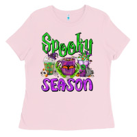 Bubblegum Pink Spooky Season Coffee Cups Ladies Tee - FaDigitalArtStudio