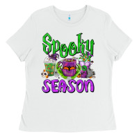 White Spooky Season Coffee Cups Ladies Tee - FaDigitalArtStudio