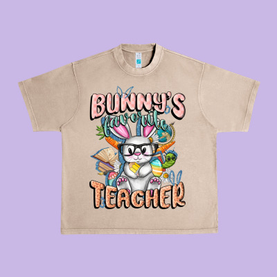 Bunny's Favorite Teacher Easter Day Urban Heavy Tee Designed By Fadigitalartstudio