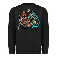 Black nurse leopard heart Heavyweight Sweatshirt - JahusDesignShop