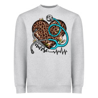 Heather Grey nurse leopard heart Heavyweight Sweatshirt - JahusDesignShop
