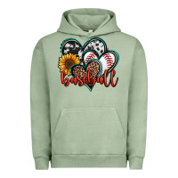 Pigment Oil Green baseball hearts Urban Hoodie - Jasminsmagicworld
