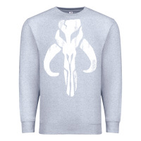 Heather Grey mandorian skull Premium Sweatshirt - artisFamous