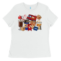 White Postal Worker Coffee Cups Ladies Tee - FaDigitalArtStudio