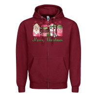 Burgundy pink  merry christmas coffee Zipper Hoodie - JahusDesignShop