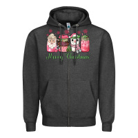 Charcoal Heather pink  merry christmas coffee Zipper Hoodie - JahusDesignShop