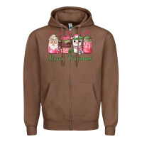 Chestnut pink  merry christmas coffee Zipper Hoodie - JahusDesignShop