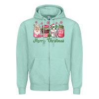 Seafoam pink  merry christmas coffee Zipper Hoodie - JahusDesignShop