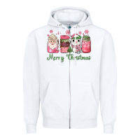 White pink  merry christmas coffee Zipper Hoodie - JahusDesignShop