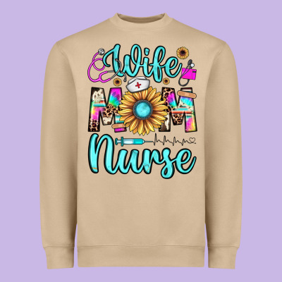 Wife Mom Nurse Heavyweight Sweatshirt Designed By Jahusdesignshop