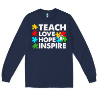 Navy Teach Love Hope Inspire Long Sleeve Tee - CowhideDigitalArt
