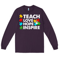 Plum Teach Love Hope Inspire Long Sleeve Tee - CowhideDigitalArt
