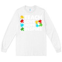 White Teach Love Hope Inspire Long Sleeve Tee - CowhideDigitalArt