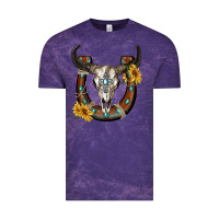 Cloud Purple bull skull with horseshoe Vintage Tee - RanaPortraitStore
