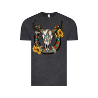 Vintage Black bull skull with horseshoe Vintage Tee - RanaPortraitStore