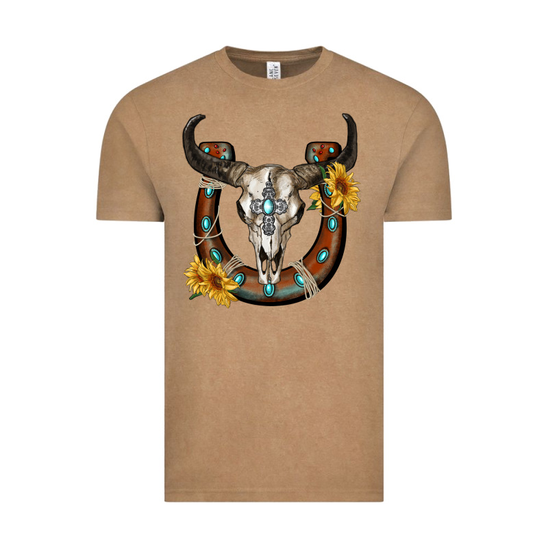 Bull Skull With Horseshoe Vintage Tee by RanaPortraitStore | Teevron