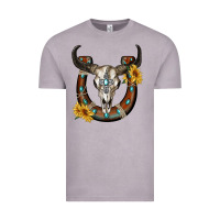 Vintage Zinc bull skull with horseshoe Vintage Tee - RanaPortraitStore