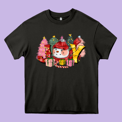 Joy Snowman Heavy Core Tee Designed By Cowgirlartshop