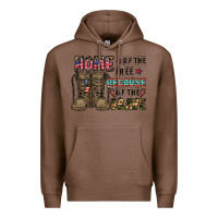 Chestnut home of the free beacause of the brave Premium Hoodie - CowhideDigitalArt
