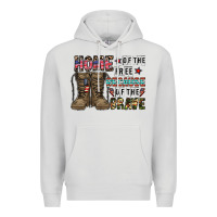 Dove Grey home of the free beacause of the brave Premium Hoodie - CowhideDigitalArt
